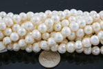 10mm Large Hole Freshwater Pearl, 8 Inch Strand Big Hole Beads