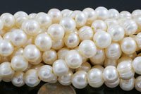 9mm Large Hole Freshwater Pearl, 8 Inch Strand Big Hole Beads