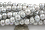 Natural 10-11mm Large Hole Freshwater Gray Pearl, 8 Inch Strand AAA Quality AAA Quality Gemstone Beads