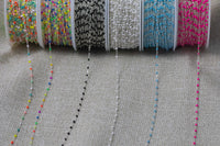 1.5mm Gold-filled Or Sterling Silver Multi Enamel Chain by the foot or 50 feet-- Permanent Jewelry Chain-