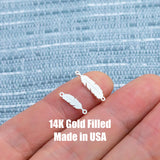 Feather Connector Permanent Jewelry Connector- Intricate Detail - 14kt gold filled or Sterling Silver - Made in the USA - Custom