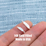 Feather Connector Permanent Jewelry Connector- Intricate Detail - 14kt gold filled or Sterling Silver - Made in the USA - Custom