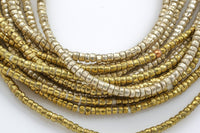 Natural Ethiopian African Brass Beads, Rondelle 1.5-2.0mm 24 inch long strands. Gemstone Beads