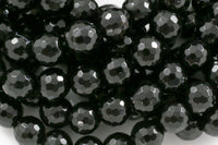 Natural Black Onyx Beads Faceted Round, Full Strand 4mm to 16mm Beads- Full Strand 15.5 Inch Long- Gemstone Beads