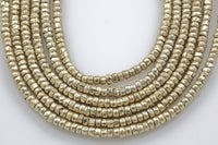 Natural Ethiopian African Brass Beads, Rondelle 1.5-2.0mm 24 inch long strands. Gemstone Beads