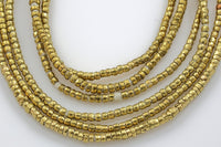 Natural Ethiopian African Brass Beads, Rondelle 1.5-2.0mm 24 inch long strands. Gemstone Beads