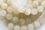 Natural Rainbow Moonstone Milky White Round Beads. Full Strand, 6mm, 8mm, or 10mm. Smooth Gemstone Beads