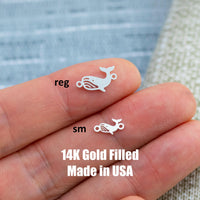Whale Ocean Connector Permanent Jewelry Connector- Intricate Detail - 14kt gold filled or Sterling Silver - Made in the USA - Custom
