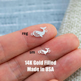 Whale Ocean Connector Permanent Jewelry Connector- Intricate Detail - 14kt gold filled or Sterling Silver - Made in the USA - Custom