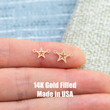 Starfish star fish Connector Permanent Jewelry Connector- Intricate Detail - 14kt gold filled or Sterling Silver - Made in the USA - Custom