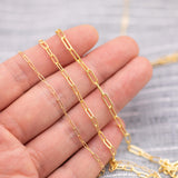 Gold Filled Paperclip chain flat - 14K Gold Filled - Made in USA - 120GF 1420GF 2.0mm 2.5mm 3.2mm