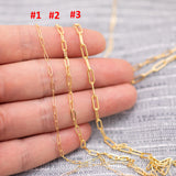 Gold Filled Paperclip chain flat - 14K Gold Filled - Made in USA - 120GF 1420GF 2.0mm 2.5mm 3.2mm