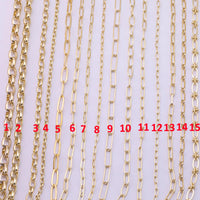 14k Gold PVD Plated Paperclip and Oval Chain Large Assortment - Tarnish Resistant Popular Style - Sold by the yard