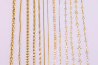 14k Gold PVD Plated Paperclip and Oval Chain Large Assortment - Tarnish Resistant Popular Style - Sold by the yard