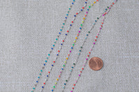 1.5mm Gold-filled Or Sterling Silver Multi Color Close Tight Spacing Enamel Chain by the foot or 50 feet-- Permanent Jewelry Chain