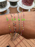 1.5mm Gold-filled Or Sterling Silver Multi Color Close Tight Spacing Enamel Chain by the foot or 50 feet-- Permanent Jewelry Chain