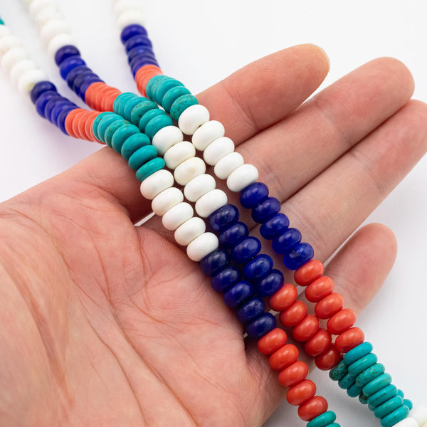 Multi-color Jade Rondelle Beads Smooth Rondelle Beads Size 5x8mm 15.5'' Strand Multicolor