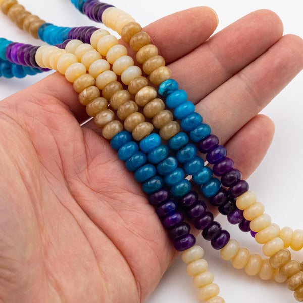 Multi-color Jade Rondelle Beads Smooth Rondelle Beads Size 5x8mm 15.5'' Strand Multicolor