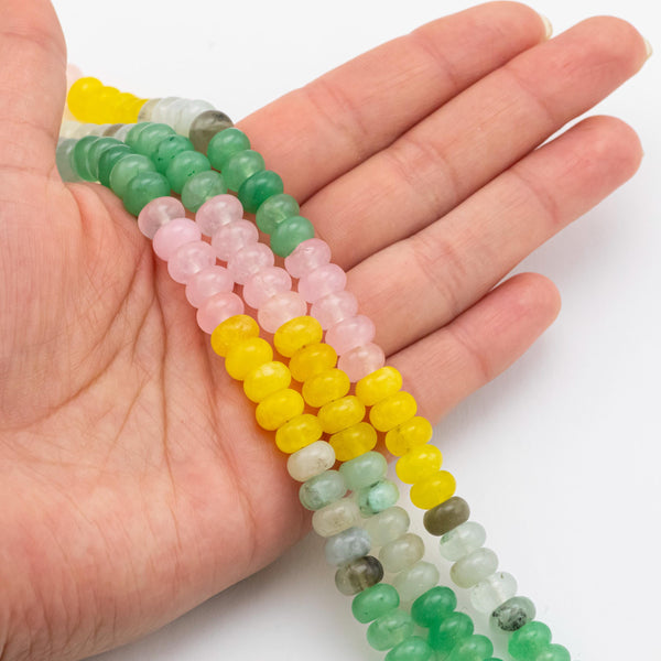 Multi-color Jade Rondelle Beads Smooth Rondelle Beads Size 5x8mm 15.5'' Strand Multicolor