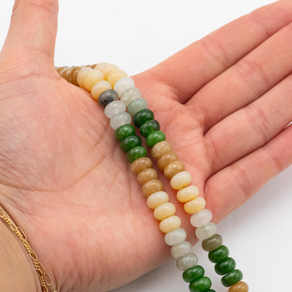 Multi-color Jade Rondelle Beads Smooth Rondelle Beads Size 5x8mm 15.5'' Strand Multicolor