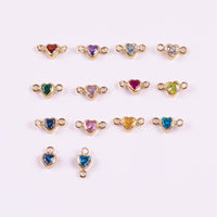 4mm 14kt Gold Filled Heart Shaped Birthstone CONNECTORS - 4mm Heart CZs - You Choose Mix & Match - Permanent Jewelry Supply