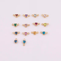 4mm 14kt Gold Filled Heart Shaped Birthstone CONNECTORS - 4mm Heart CZs - You Choose Mix & Match - Permanent Jewelry Supply