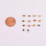 4mm 14kt Gold Filled Heart Shaped Birthstone CONNECTORS - 4mm Heart CZs - You Choose Mix & Match - Permanent Jewelry Supply