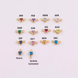 4mm 14kt Gold Filled Heart Shaped Birthstone CONNECTORS - 4mm Heart CZs - You Choose Mix & Match - Permanent Jewelry Supply