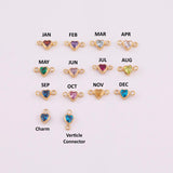 4mm 14kt Gold Filled Heart Shaped Birthstone CONNECTORS - 4mm Heart CZs - You Choose Mix & Match - Permanent Jewelry Supply