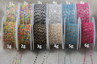 1.5mm Gold-filled Or Sterling Silver Multi Enamel Chain by the foot or 50 feet-- Permanent Jewelry Chain-