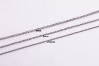 Stainless Steel ROLO Chain - Yard or Full Spool - High Quality Polished Stainless Steel - Hypoallergenic 2.5mm 3mm 4mm