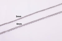 Stainless Steel ROLO Round Chain - Yard or Full Spool - High Quality Polished Stainless Steel - Hypoallergenic 2.5mm 3mm 4mm