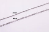Stainless Steel ROLO Round Chain - Yard or Full Spool - High Quality Polished Stainless Steel - Hypoallergenic 2.5mm 3mm 4mm