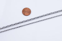 Stainless Steel Rectangle Chain - Yard or Full Spool - High Quality Polished Stainless Steel - Hypoallergenic 2mm 3mm