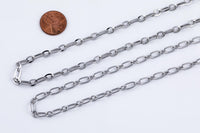 Stainless Steel PAPERCLIP Flat Chain - Yard or Full Spool - High Quality Polished Stainless Steel - Hypoallergenic 2.5mm 3mm 4mm