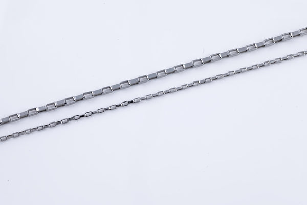 Stainless Steel Rectangle Chain - Yard or Full Spool - High Quality Polished Stainless Steel - Hypoallergenic 2mm 3mm