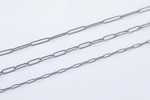 Stainless Steel Round Paperclip Chain - Yard or Full Spool - High Quality Polished Stainless Steel - Hypoallergenic 3mm 4mm 5mm