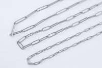 Stainless Steel Round Paperclip Chain - Yard or Full Spool - High Quality Polished Stainless Steel - Hypoallergenic 3mm 4mm 5mm