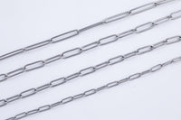 Stainless Steel Round Paperclip Chain - Yard or Full Spool - High Quality Polished Stainless Steel - Hypoallergenic 3mm 4mm 5mm