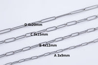 Stainless Steel Round Paperclip Chain - Yard or Full Spool - High Quality Polished Stainless Steel - Hypoallergenic 3mm 4mm 5mm