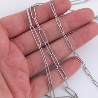 Stainless Steel Round Paperclip Chain - Yard or Full Spool - High Quality Polished Stainless Steel - Hypoallergenic 3mm 4mm 5mm