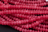 Ruby -Colored Jade - High Quality in Roundel, 8mm- Full 15.5 Inch Strand-Full Strand 15.5 inch Strand Smooth Gemstone Beads