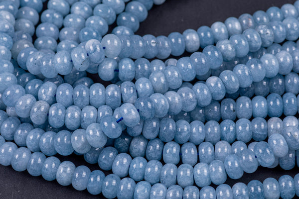 Pale Blue- High Quality in Roundel, 8mm- Full 15.5 Inch Strand-Full Strand 15.5 inch Strand Smooth Gemstone Beads