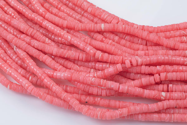 Rhodochrosite Jade- Heishi Discs Beads 2x4mm 3x6mm 15.5" Strand