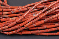Red Jasper beads tube tubular beads 15.5" 4x13mm