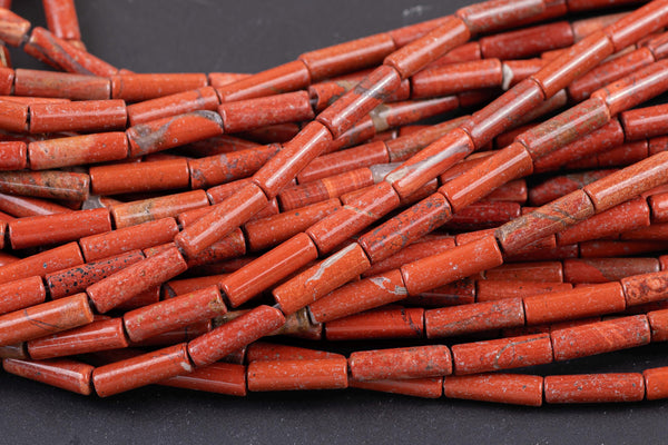 Red Jasper beads tube tubular beads 15.5" 4x13mm