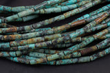 African Turquoise - beads tube tubular beads 15.5" 4x13mm