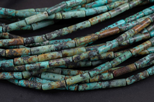 African Turquoise - beads tube tubular beads 15.5" 4x13mm