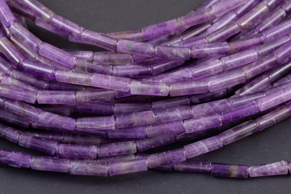Amethyst tube tubular beads 15.5" 4x13mm