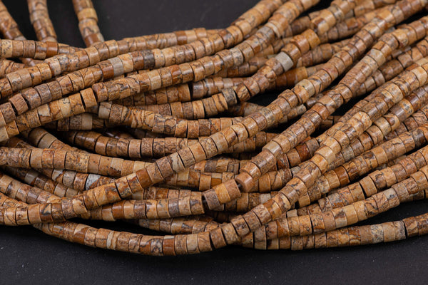 Picture Jasper- Heishi Discs Beads 2x4mm 3x6mm 15.5" Strand
